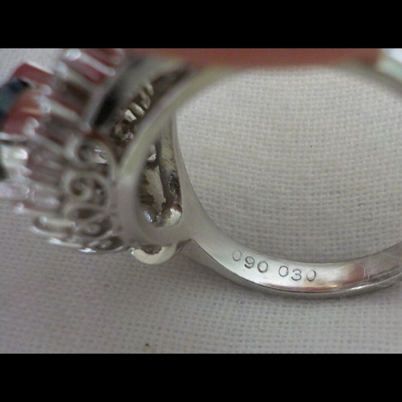 Platinum Royal Blue Genuine Sapphire Diamond Ring I - Picture 2 of 4